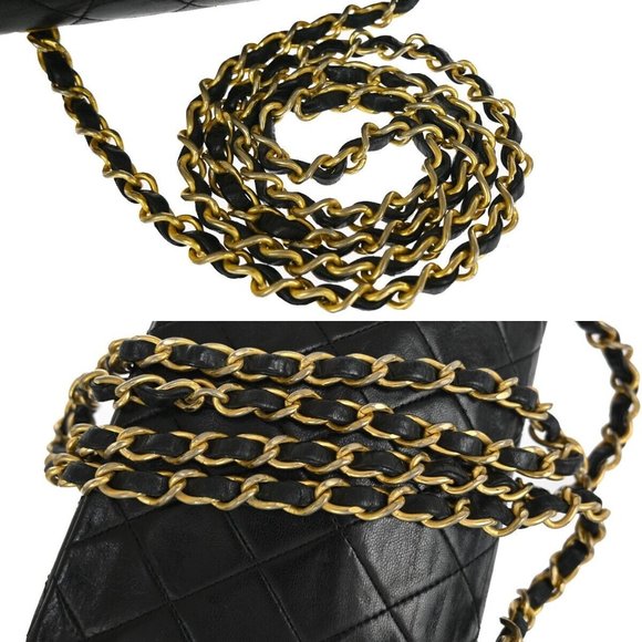 CHANEL CC Mini Matelasse Full Flap Chain Shoulder Bag Leather Black GHW 645LC499 - Picture 3 of 16